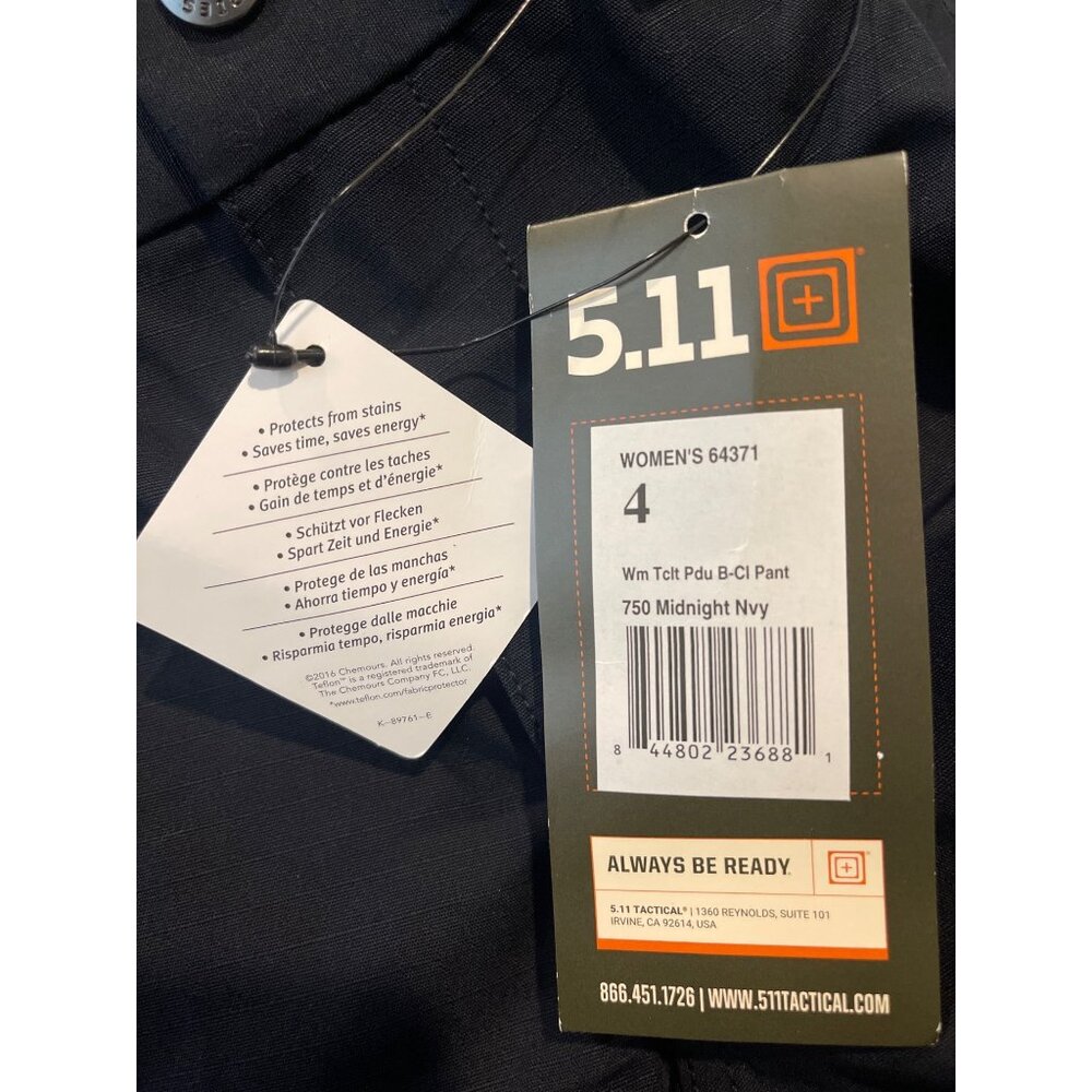NWT 5.11 Tactical Wm B-Class Taclite PDU Pant Sz 4 Unhemmed 64371 Midnight Navy - Picture 7 of 8